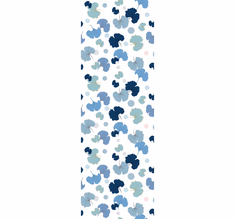 Modern stor perde - mavi ginkgo yaprağı - TenStickers