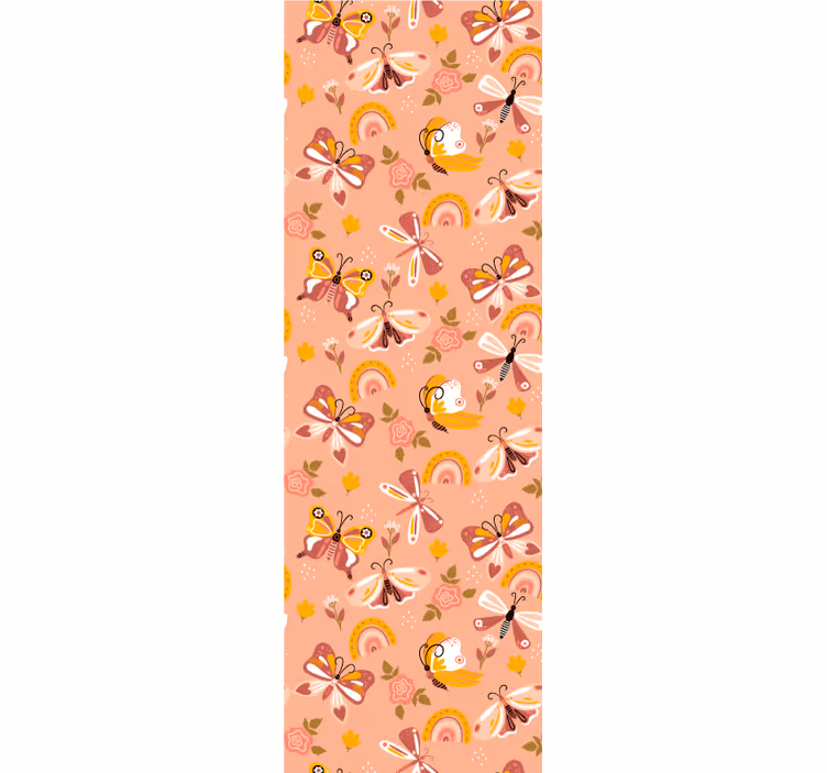 Modern stor perde - kelebekler ve gökkuşakları boho deseni - TenStickers