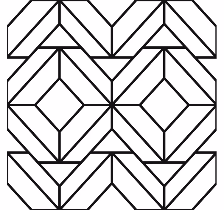 Modern stor perde siyah beyaz geometrik desenli - TenStickers