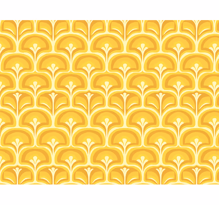 Sarı stor perde retro 70'ler sarı figürler - TenStickers