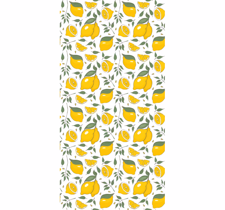 Sarı stor perde - limonlar ve krem çiçekler - TenStickers