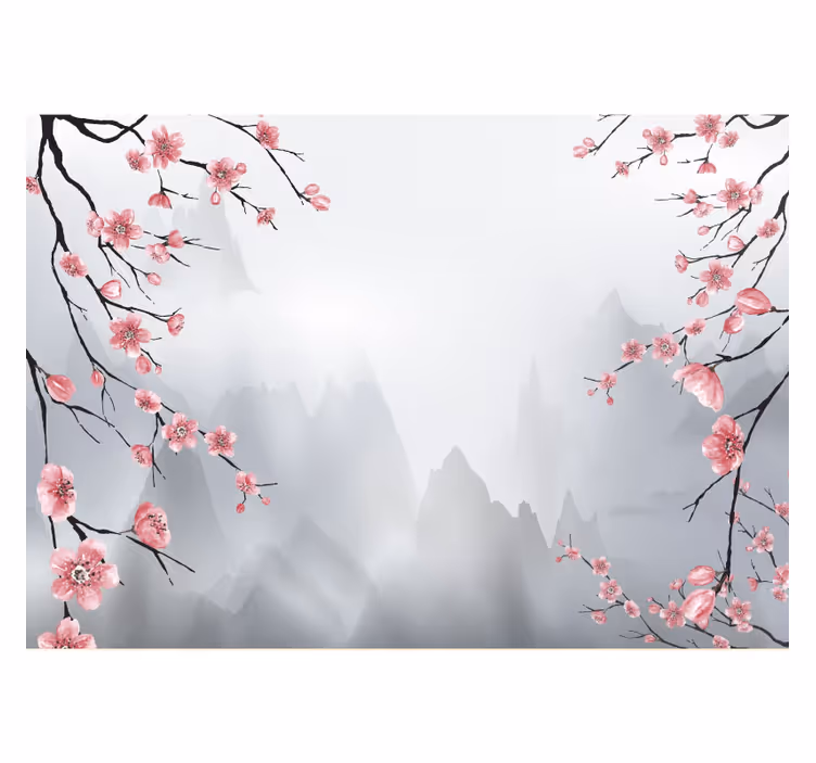 Mutfak stor perde japonya'da kiraz çiçeği dalları - TenStickers