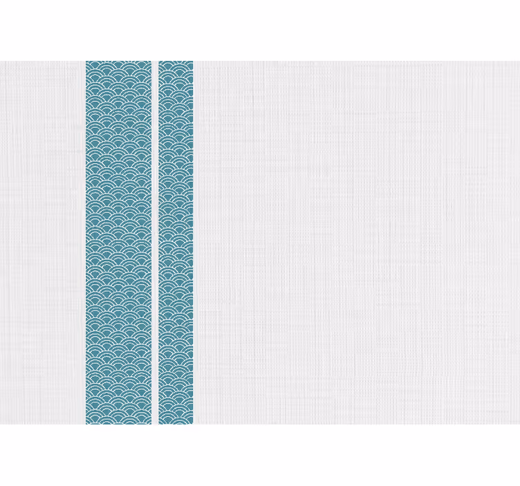 Beyaz stor perde japandi minimalist mavi çizgilerli - TenStickers