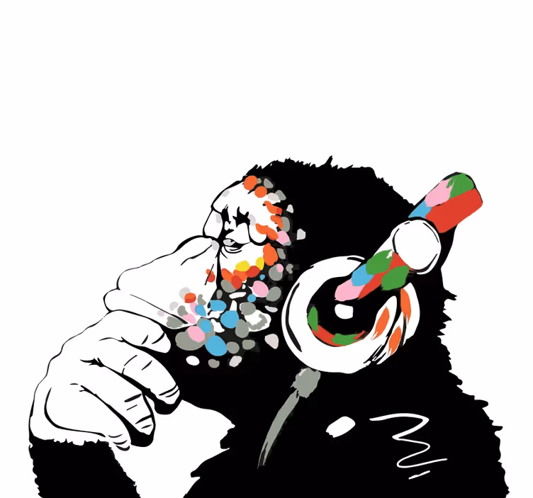 Oturma odası stor perde - mono banksy müzik - TenStickers