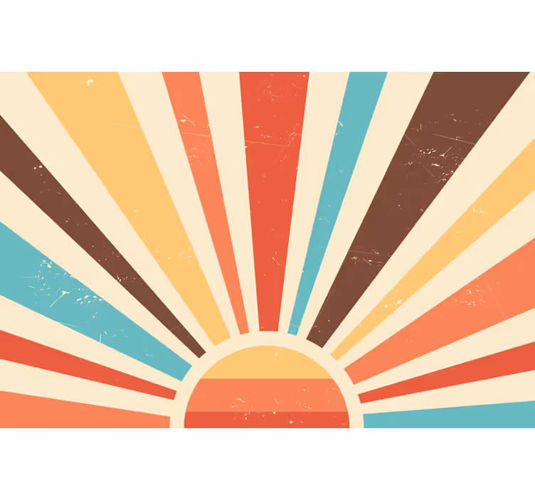 Oturma odası stor perde - soyut vintage günbatımı - TenStickers