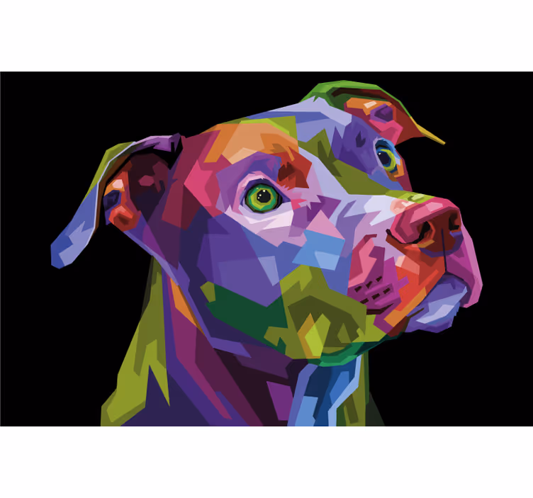 Oturma odası stor perde çok renkli pitbull tasarımı - TenStickers