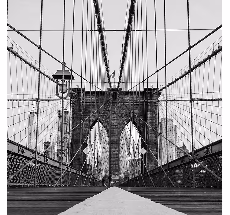 Oturma odası stor perde brooklyn köprüsü siyah beyaz - TenStickers
