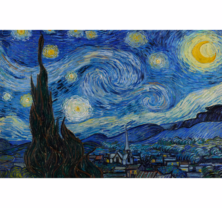 Oturma odası stor perde van gogh'un yıldızlı gece'si - TenStickers