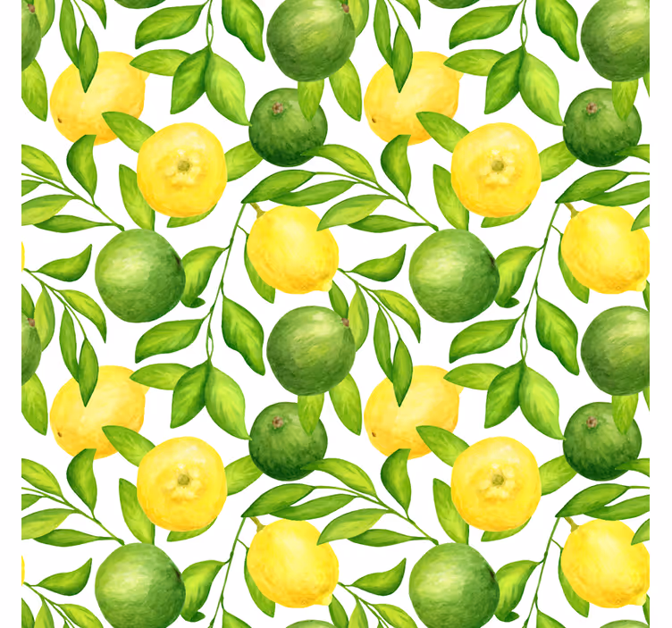Oturma odası stor perde limon ve lime desenli - TenStickers