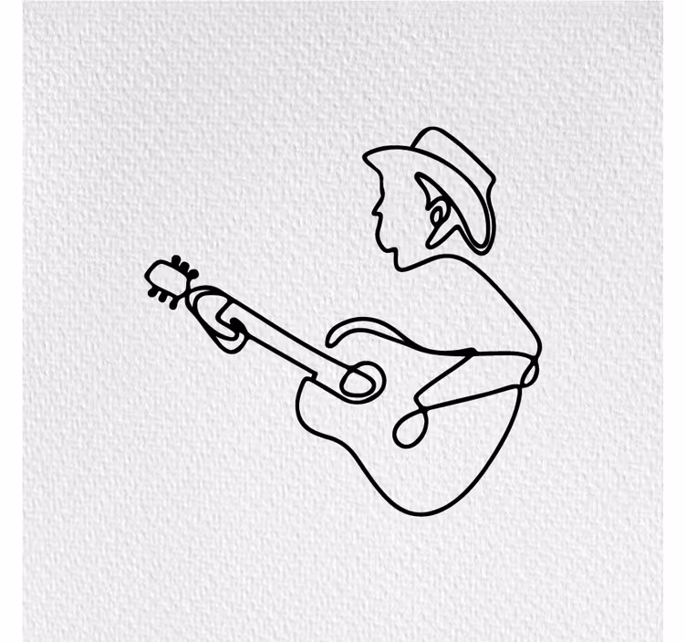 Oturma odası stor perde gitarist sevimli minimalist tasarım - TenStickers