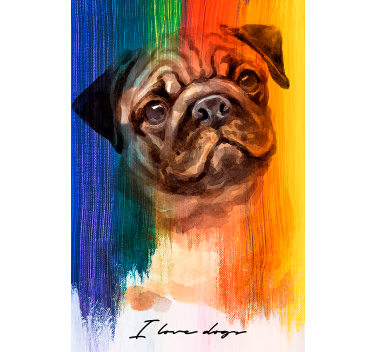 Oturma odası stor perde - rainbow pug - TenStickers