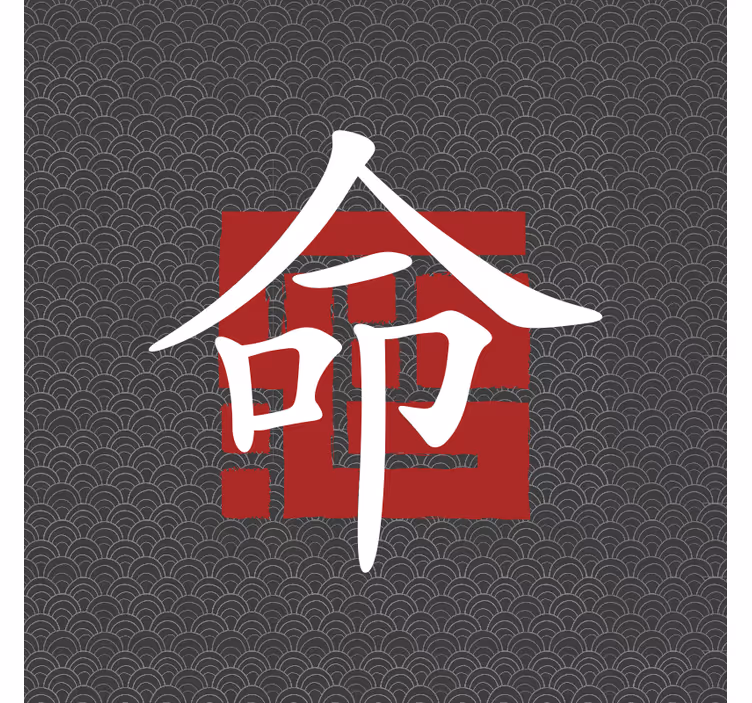 Oturma odası stor perde japon harfleri - TenStickers