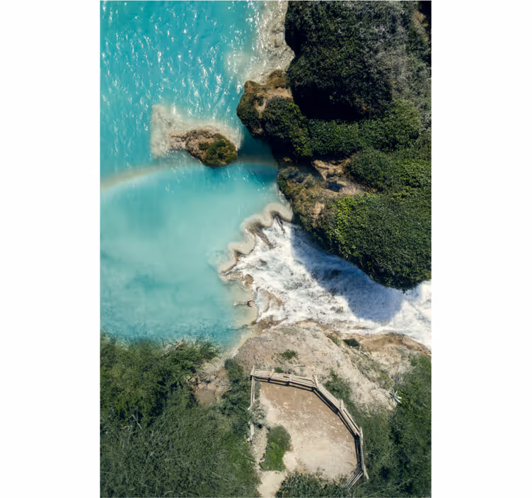 Oturma odası stor perde göl ve deniz bağlantısı - TenStickers
