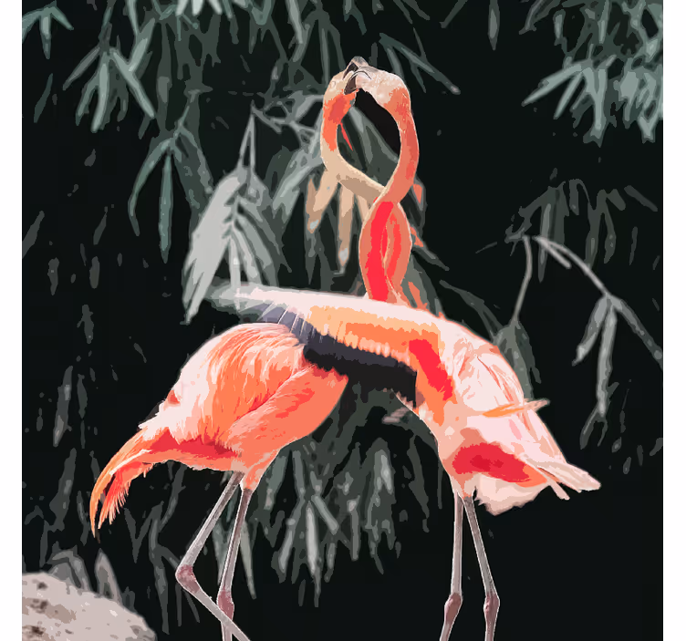 Oturma odası stor perde flamingo desenli - TenStickers