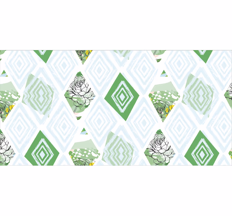 Oturma odası stor perde soyut geometrik bahar çiçekleri - TenStickers