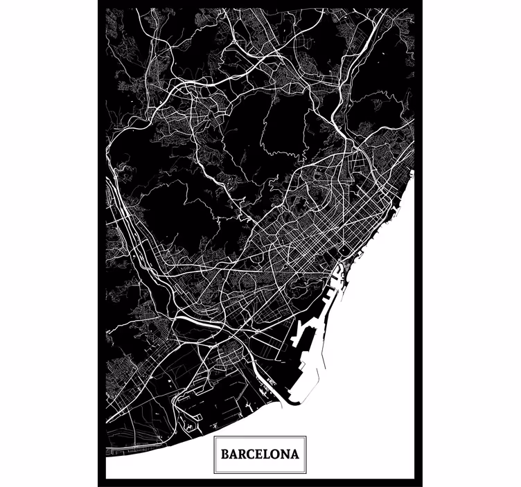 Oturma odası stor perde - barcelona topoğrafik haritası - TenStickers