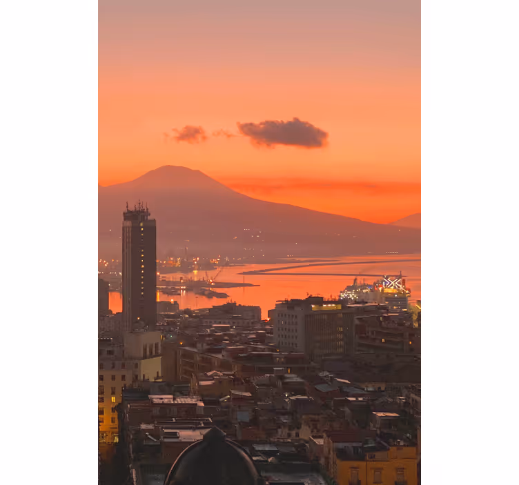 Oturma odası stor perde gün batımı napoli - TenStickers