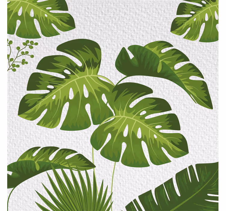 Oturma odası stor perde monstera yaprağı desenli - TenStickers