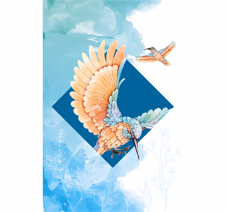 Oturma odası stor perde kingfisher kuşları - TenStickers