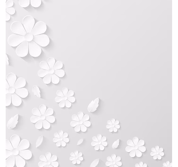 Beyaz stor perde - beyaz kağıt çiçek arka planı - TenStickers