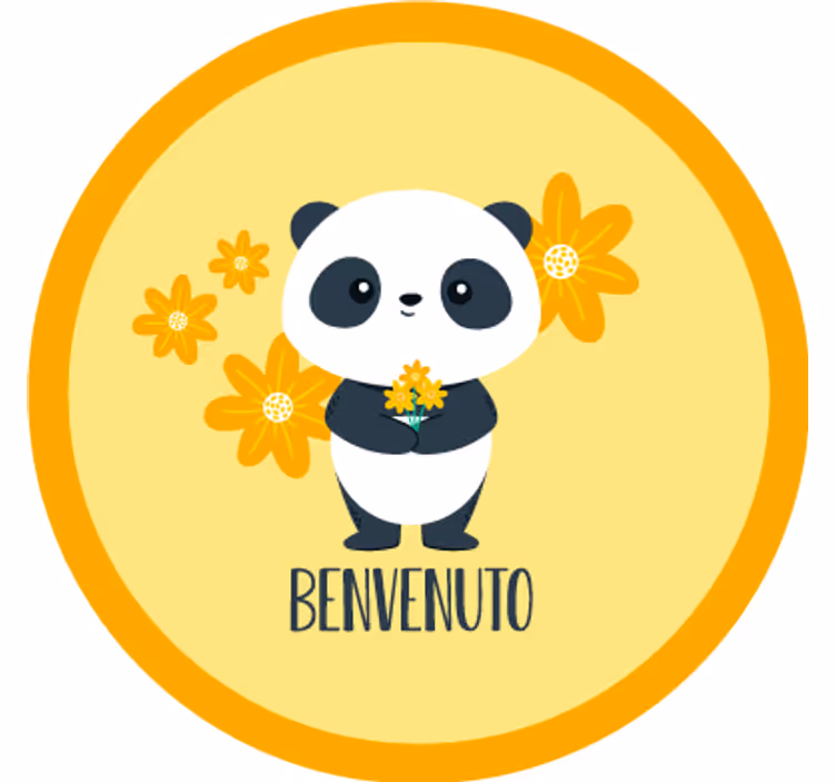 Sarı stor perde panda odaya hoş geldiniz - TenStickers