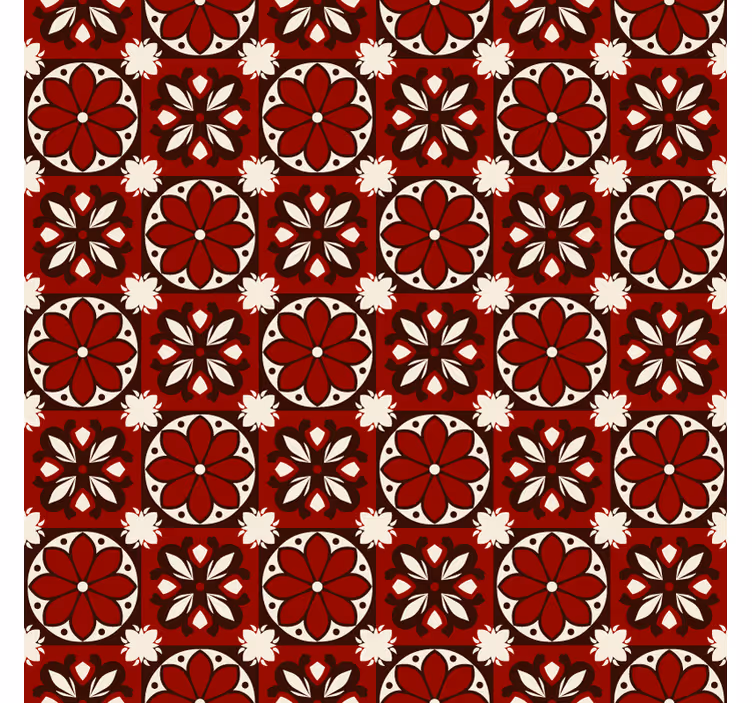 Kırmızı stor perde - vintage karo deseni - TenStickers