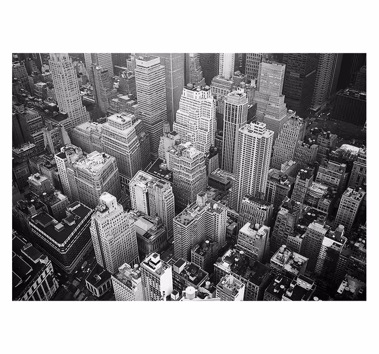 Oturma odası stor perde new york hava görünümü siyah beyaz - TenStickers