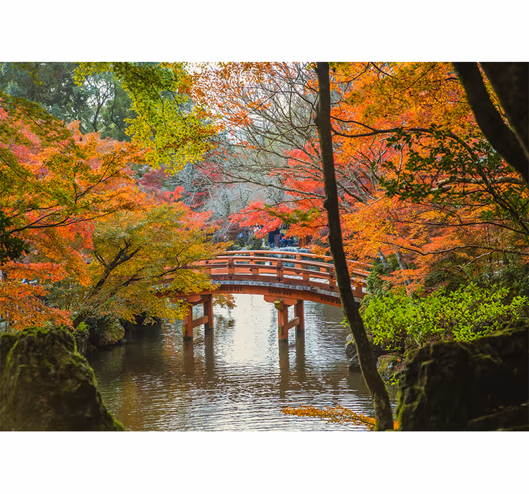 Oturma odası stor perde japon bahçesi ormanı - TenStickers