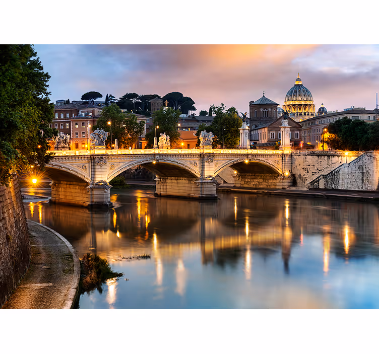 Oturma odası stor perde - tiber nehri'nden roma manzarası - TenStickers