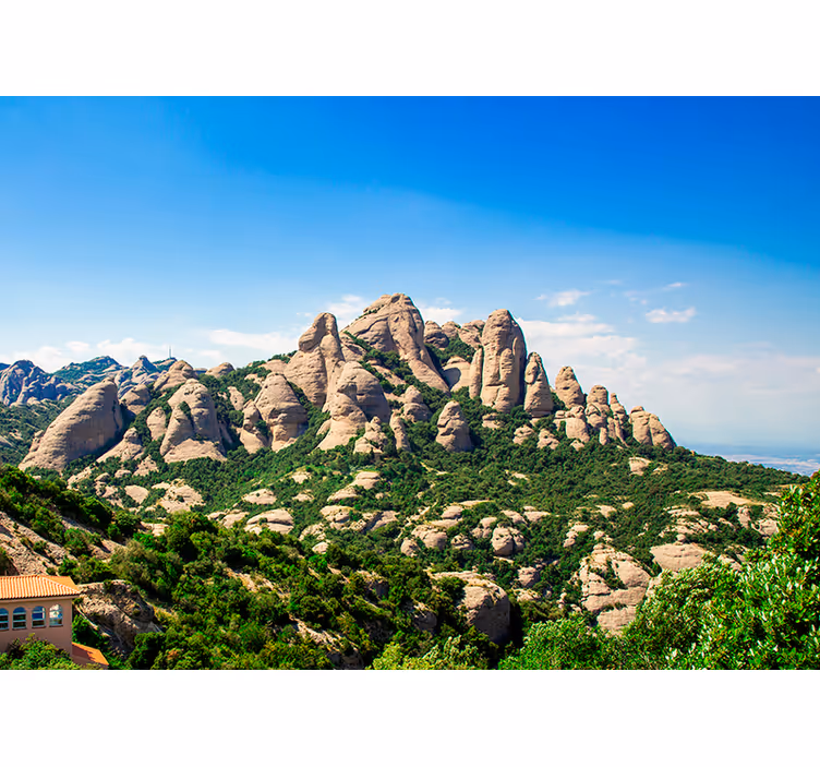 Oturma odası stor perde montserrat katedrali manzarası - TenStickers