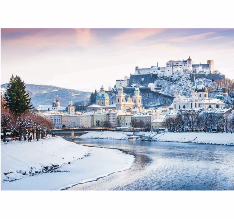 Oturma odası stor perde salzburg kışı - TenStickers