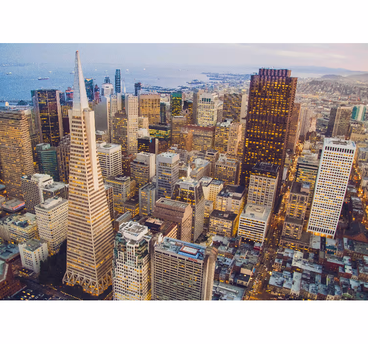 Oturma odası stor perde san francisco'nun gökdelenleri - TenStickers