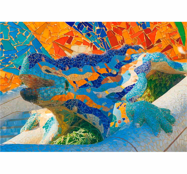 Oturma odası stor perde - barcelona park güell duvar resmi - TenStickers