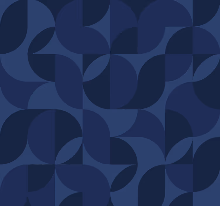 Mavi stor perde retro geometrik desenli - TenStickers