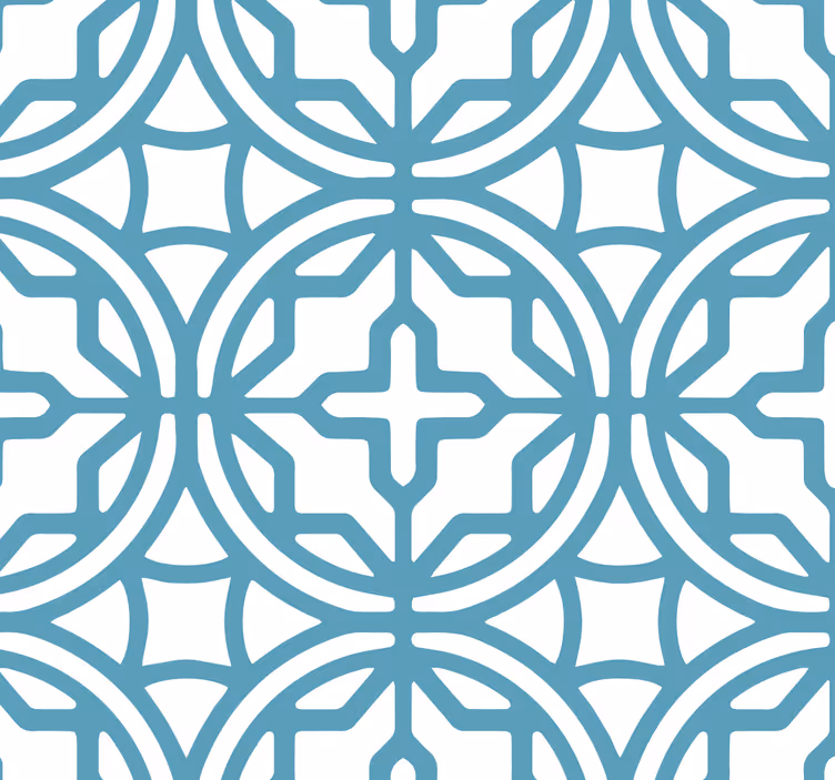 Mavi stor perde geometrik turkuaz desenli - TenStickers