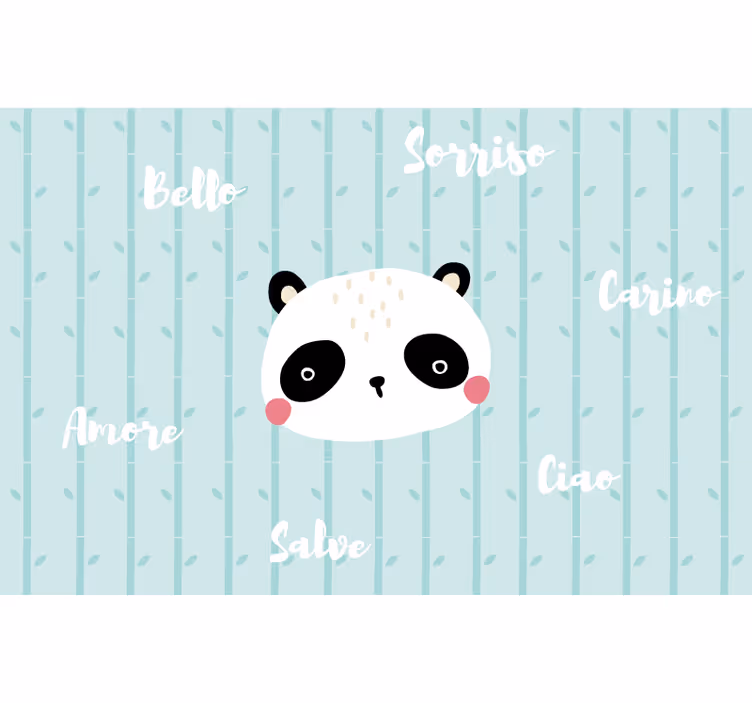 Mavi stor perde bulutlardaki panda - TenStickers