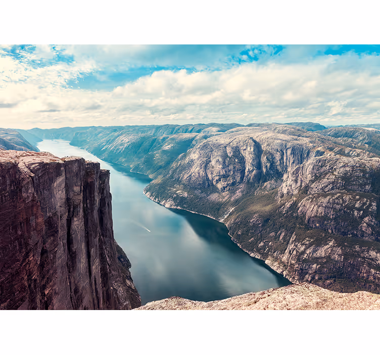 Oturma odası stor perde norveç fiyortları - TenStickers