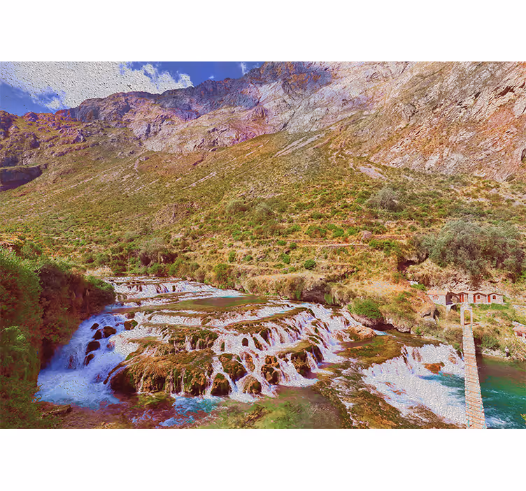 Oturma odası stor perde huancaya şelaleleri - TenStickers
