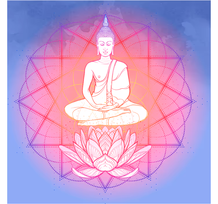 Oturma odası stor perde meditasyon yapan mandala buddha - TenStickers