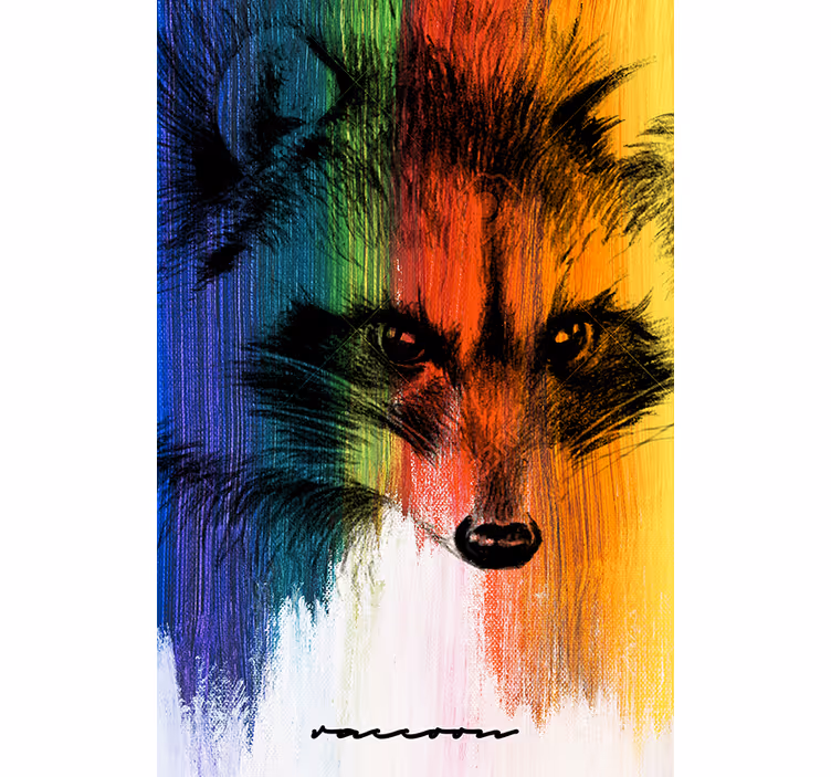 Oturma odası stor perde rainbow rakun - TenStickers
