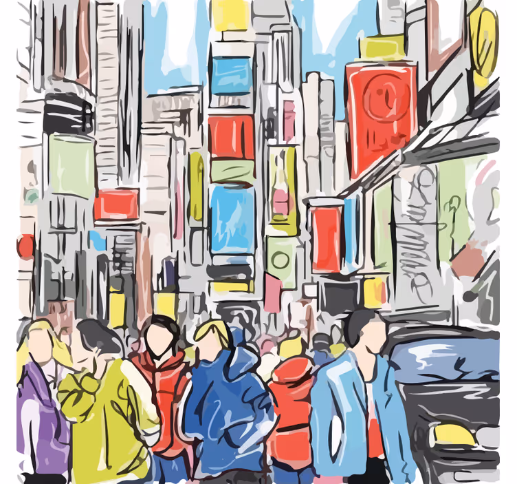 Oturma odası stor perde new york modern insanı - TenStickers