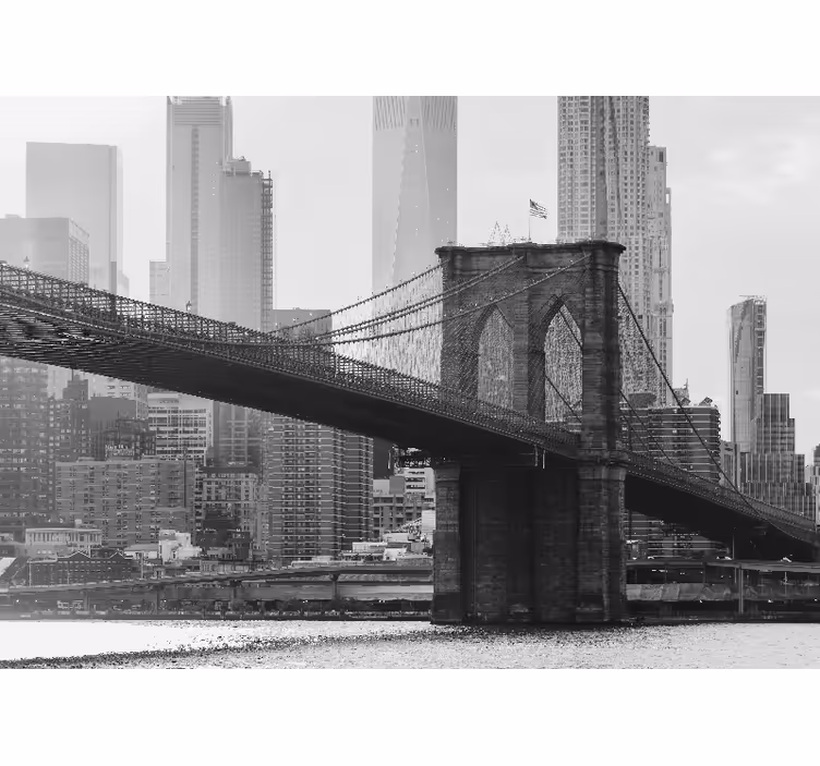 Oturma odası stor perde - siyah beyaz brooklyn köprüsü resmi - TenStickers