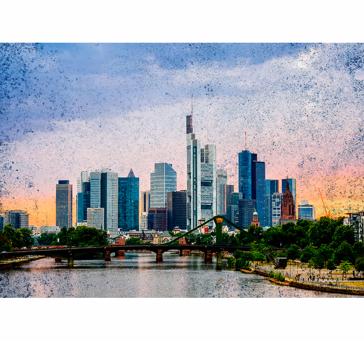 Oturma odası stor perde frankfurt silueti - TenStickers
