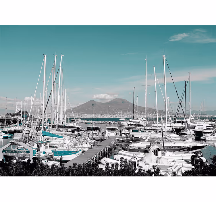 Oturma odası stor perde vezüv napoli manzarası - TenStickers