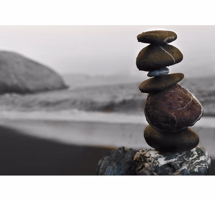 Oturma odası stor perde zen kule taşları - TenStickers