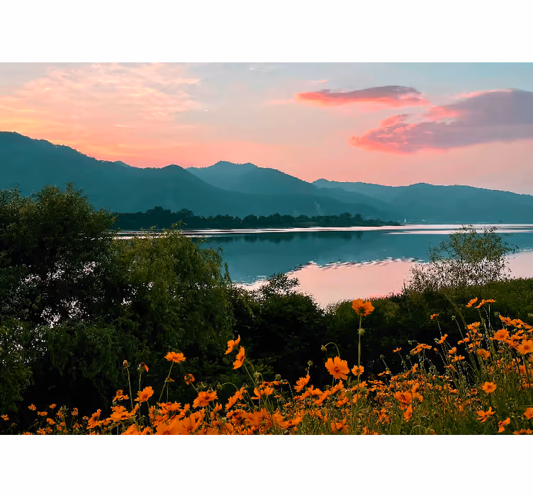 Oturma odası stor perde dağlar ve savanlar - TenStickers