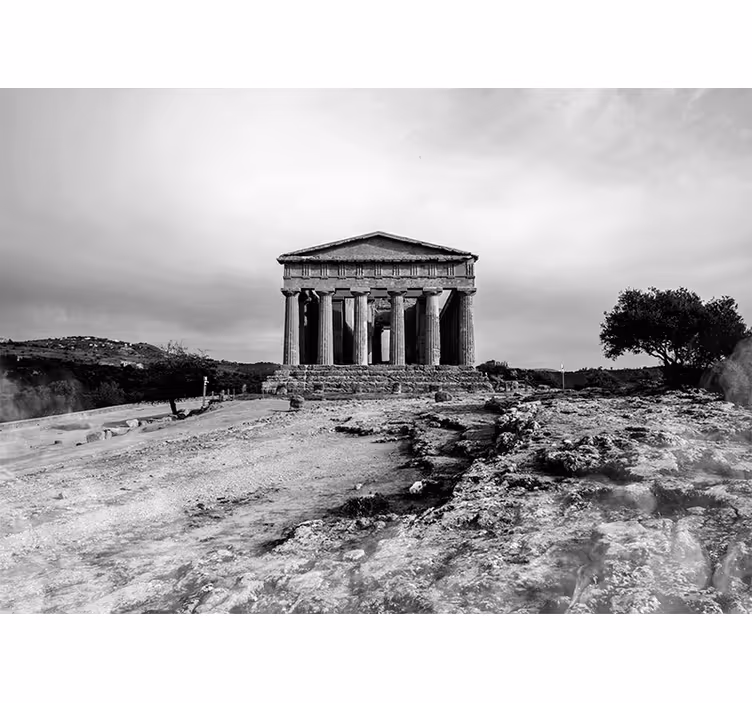 Oturma odası stor perde sicilya tapınakları - TenStickers