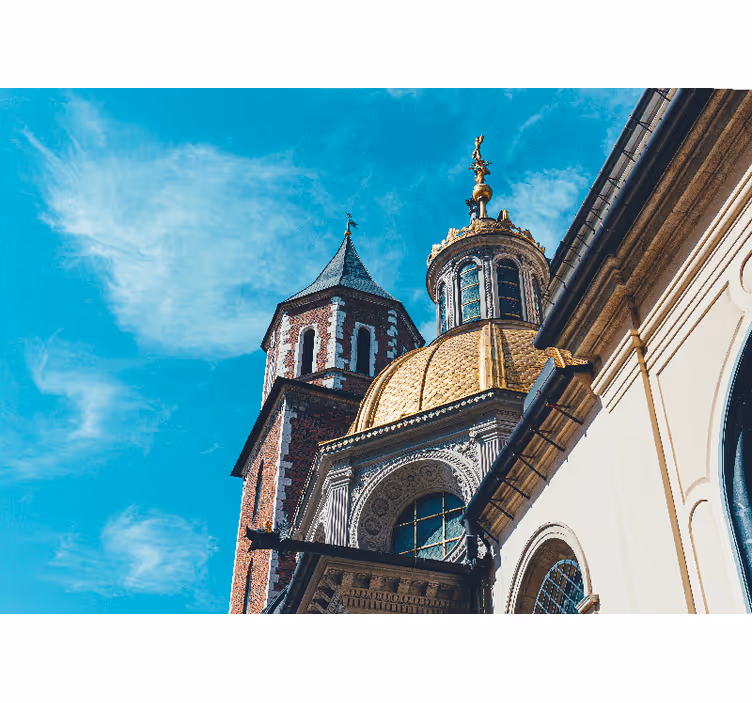 Oturma odası stor perde wawel manzarası - TenStickers