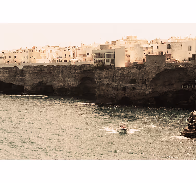 Oturma odası stor perde polignano deniz manzarası - TenStickers