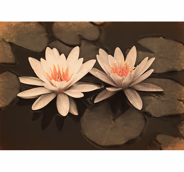 Oturma odası stor perde vintage lotus - TenStickers